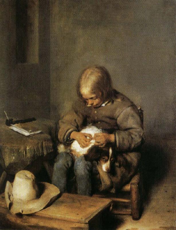 Gerard Ter Borch Boy Catching Fleas on His Dog Sweden oil painting art